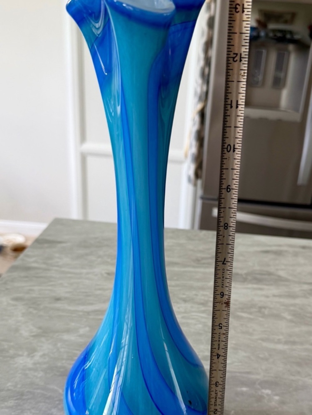 Blue Swirled Glass Vase - Unbranded
